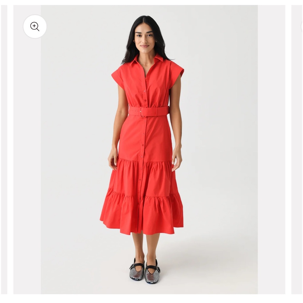 Lenu Zoe Red Tiered Midi Dress